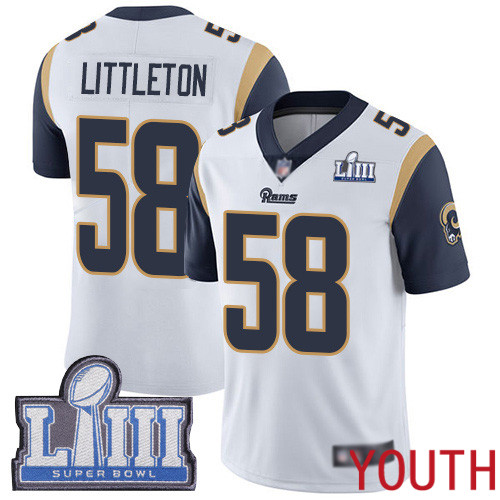 Los Angeles Rams Limited White Youth Cory Littleton Road Jersey NFL Football 58 Super Bowl LIII Bound Vapor Untouchable